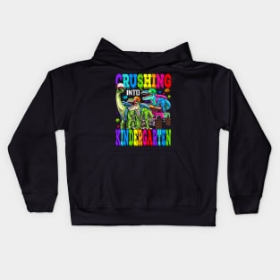 Crushing Into Kindergarten Monster Truck Dinosaur Kids Hoodie